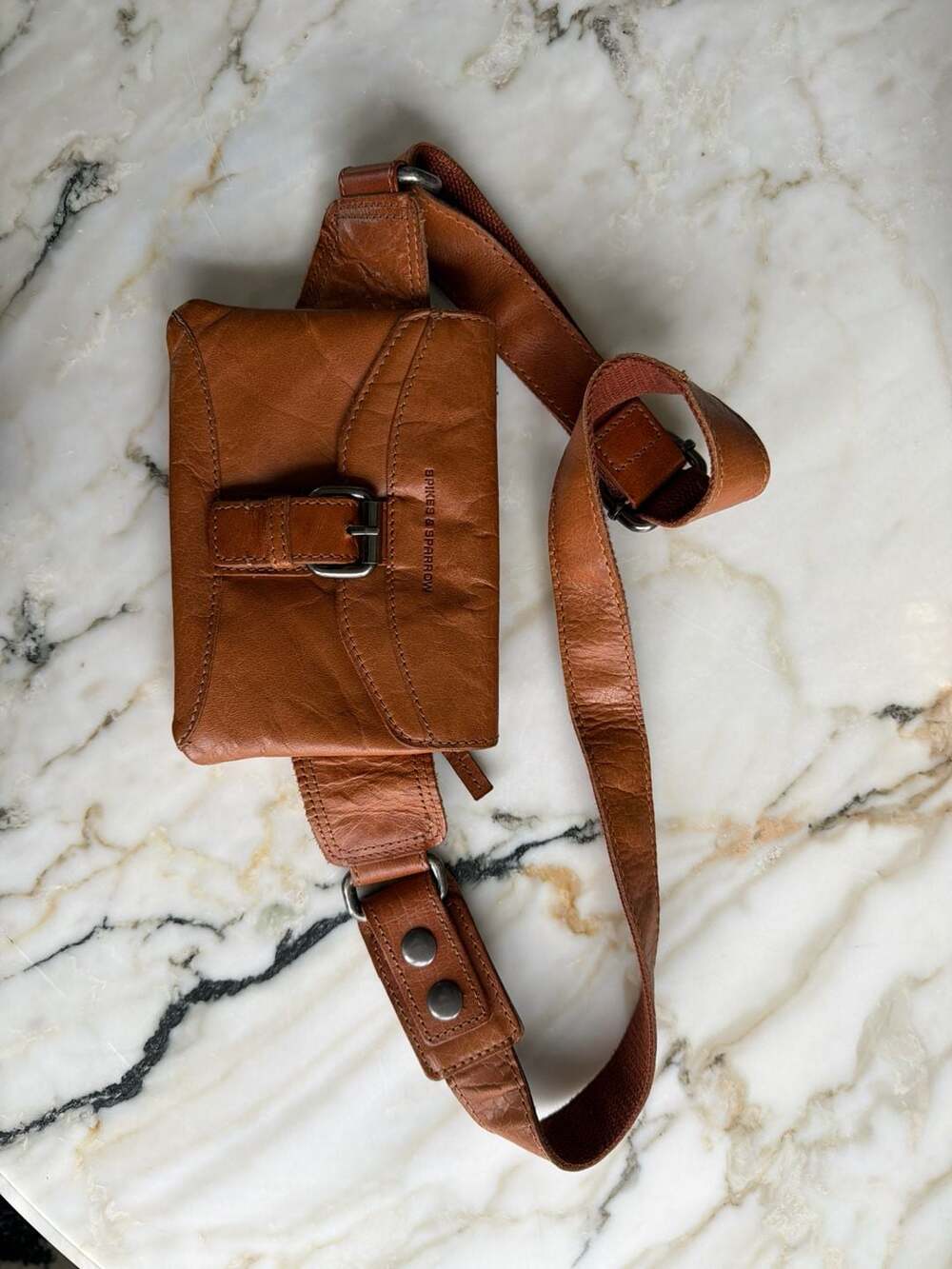 Spikes & Sparrow Missouri Leather Waist Bag Fanny Pack Brandy